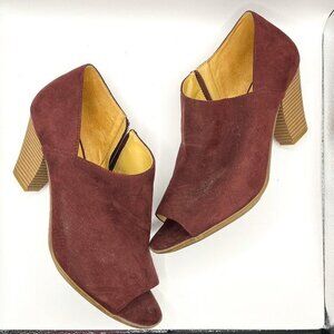 Naturalizer Tristen Open Toe‎ Ankle Boot Shootie Burgundy Womens Size 10 Wide
